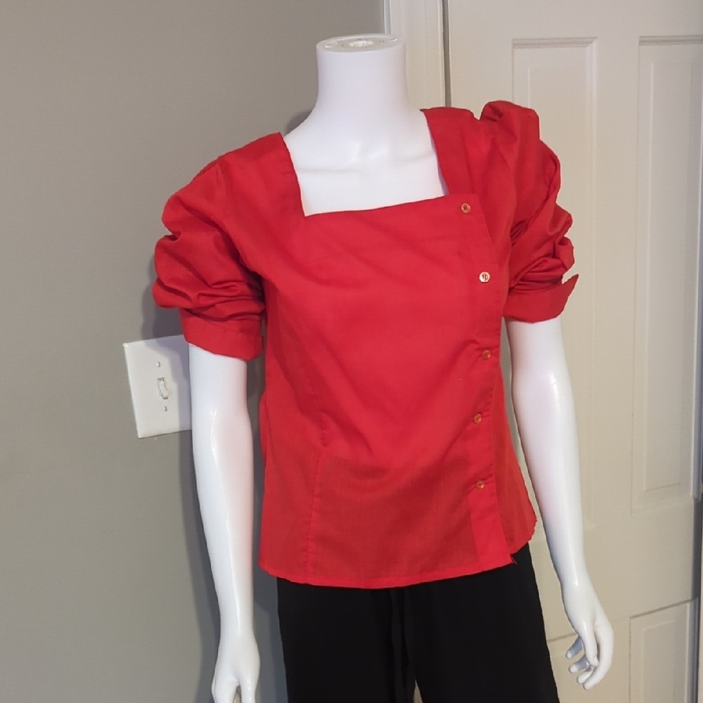 Elegant Coral Button-Up Blouse
